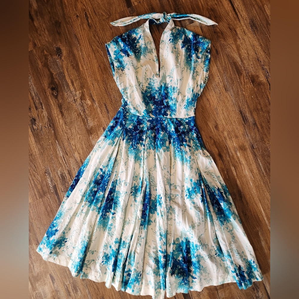 Maple By Some Odd Rubies Blue Floral Midi Dress Sz 2